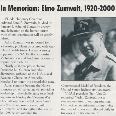 In Memoriam: Elmo Zumwalt, 1920-2000