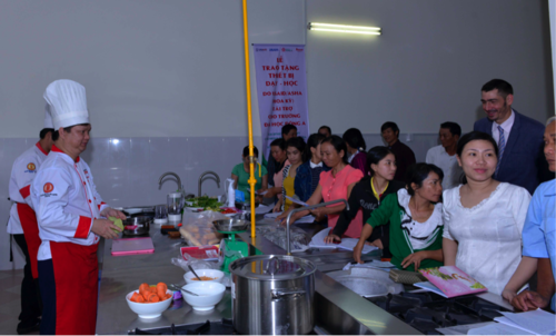 Nursing studentPersons with Disabilities learn cooking skills at a hospitality facility supported by ASHA